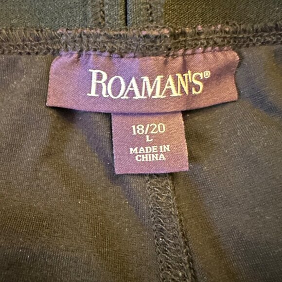 Roaman's 18/20 L Black Pants Faux Leather Front Knit Back Pull On stretch leggin - Picture 3 of 6